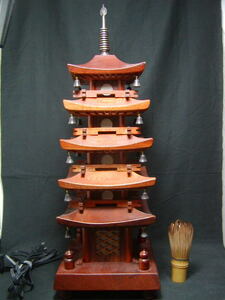 五重塔 高さ49cm NISIKAWA 92-316 置物 木製 卓上ライト 照明 ランプ 行燈 和風 置き物 五重の塔 寺 オブジェ 点灯確認済