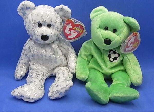 【2000年 ザ・ビギニング】【1998年 キックス】Ty ビーニーベイビーズ ぬいぐるみ 2体 くま テディベア ビーニーズ