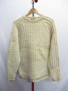 アイルランド製　TRAG KNITWEAR　フィッシャーマンセーター　メンズL XL　生成り系　ケーブルニット　ウールセーター　ウールニット　11172