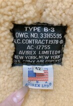 中古 AVIREX アビレックス B-3 フライトジャケット リアルムートン ジャケット MADE IN USA 42 希少 引取歓迎/茨城 231107か1 E1 120_画像9