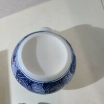 祥楽作　有田焼　茶器揃　古染山水 茶器セット　急須　湯呑５客　蓋付き　箱付き 番茶器 青 レトロ 急須 湯呑み_画像9