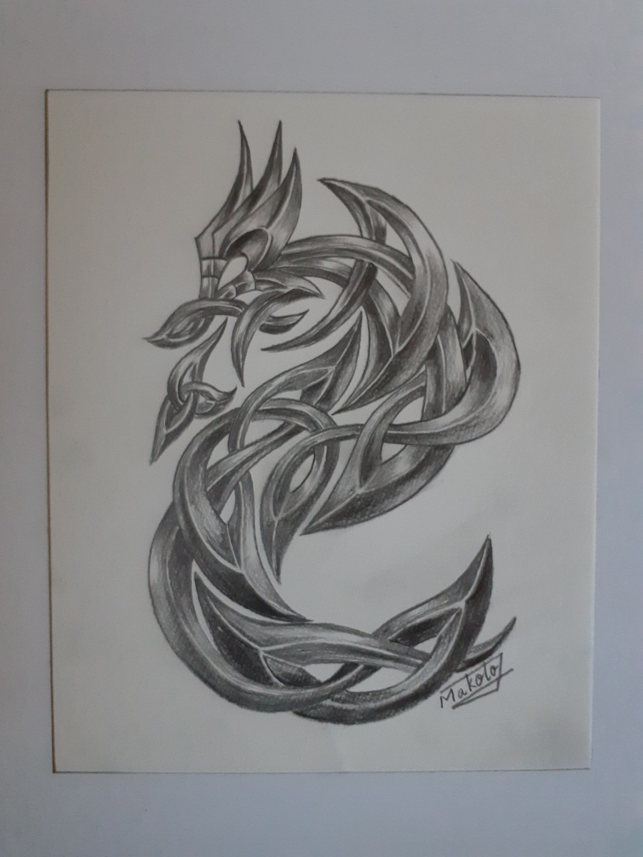Карандашный рисунок 2024 Зодиак/Дракон, произведение искусства, рисование, карандашный рисунок, рисунок углем
