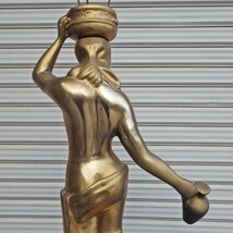 送料無料 ◆ 金属製 アンティーク調 ブロンズ像 壺を持つ女性 【A】 ◆ 直径215×高さ990ｍm 壺_画像7