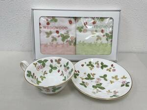 【GY-5420AR】1円~ WEDGWOOD ウェッジウッドセット ハンドタオル(未使用品) カップアンドソーサー(中古品) 食器 花柄 割れ物 洋食器 