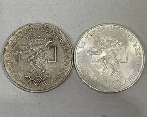 【GY-4955TY】OLIMPIADA MEXICO 1968年 メキシコオリンピック 25ペソ銀貨 2枚セット 総重量45g 記念硬貨 外貨 コレクション アンティーク