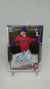 2021 Bowman Chrome Draft Ryan Webb Auto MLB Gurdians 1st Year Autograph / Signature