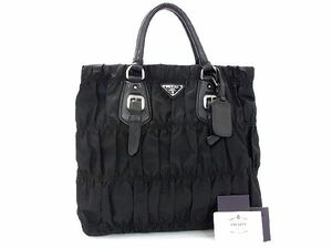 1円 ■美品■ PRADA プラダ BN1618 テスートナイロン ハンドバッグ トートバッグ レディース ブラック系 BG4492