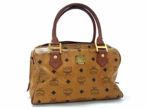 1円 MCM エムシーエム モノグラム ヴィセトス柄 レザー ハンドバッグ トートバッグ メンズ レディース ブラウン系 BG4485