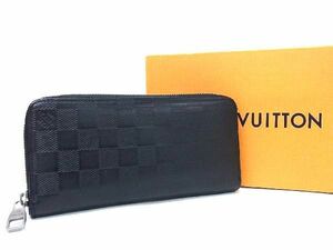 1円 ■美品■ LOUIS VUITTON ルイヴィトン N63548 ダミエアンフィニ ジッピーウォレット ヴェルティカル 長財布 ブラック系 AV0019