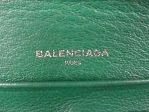 1円 BALENCIAGA バレンシアガ 499207 ペーパー レザー 二つ折り 長財布 ウォレット メンズ レディース グリーン系 AU0158_画像5