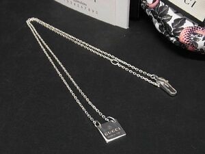 1円 ■美品■ GUCCI グッチ SV925 ロゴプレート ネックレス アクセサリー メンズ レディース シルバー系 AT0756