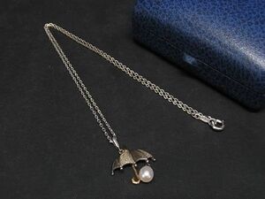 1円 MIKIMOTO ミキモト 本真珠 アコヤ真珠 パール 約5mm SV925×K18 18金 アンブレラ ネックレス アクセサリー シルバー系 AT0727