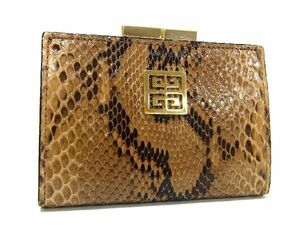 1円 ■極上■本物■美品■ GIVENCHY ジバンシィ パイソン がま口 コインケース コインパース 小銭入れ ブラウン系 BF3691