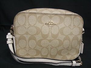 1円 ■美品■ COACH コーチ シグネチャー レザー ミニバッグ ショルダーバッグ クロスボディ レディース メンズ ベージュ系 AQ8809