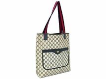 1円 GUCCI グッチ 89 02 003 オールドグッチ ヴィンテージ PVC トートバッグ ショルダー 肩掛け メンズ レディース ネイビー系 CB1042_画像1