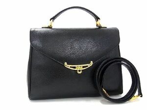 1円 ■美品■ VALENTINO DOMANI バレンチノドマーニ レザー 2WAY ハンドバッグ ショルダーバッグ 斜め掛け レディース ブラック系 BG4149