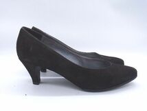 CELINE セリーヌ スエード ヒール パンプス 表記サイズ38(約25.0cm) 靴 シューズ レディース ブラック系 DD3029_画像3