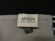 1円 ■美品■ ARMANI COLLEZIONI アルマーニ コレッツィオーニ シルク×ウール25×カシミヤ マフラー スカーフ ブルーグレー系 BD9164_画像7