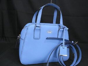 1円 ■美品■ kate spade ケイトスペード レザー 2WAY ハンドバッグ ショルダー クロスボディ レディース ブルー系 AU0572