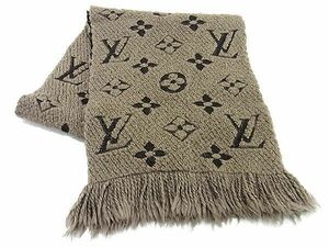 1円 ■美品■ LOUIS VUITTON ルイヴィトン M72242 エシャルプ ロゴマニア マフラー ストール レディース メンズ グレー系 AP0942