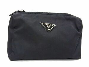 1円 ■極美品■ PRADA プラダ テスートナイロン ポーチ メイクポーチ マルチケース 小物入れ レディース メンズ ブラック系 CB1233