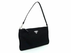 1円 ■新品同様■ PRADA プラダ テスートナイロン ハンドバッグ ワンハンドル ワンショルダー レディース ブラック系 AS3706