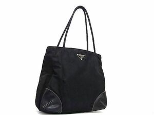 1円 PRADA プラダ テスートナイロン×レザー トートバッグ ショルダー 肩掛け レディース ブラック系 CB1204