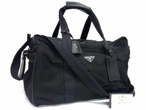 1円 PRADA プラダ V362 テスートナイロン 2WAY ボストンバッグ トラベルバッグ ショルダー ブラック系 AV0448