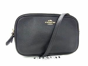 1円 ■極美品■ COACH コーチ 65547 レザー クロスボディ ショルダーバッグ ポシェット 斜め掛けかばん レディース ブラック系 AR9785