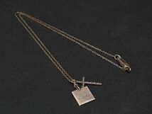 1円 GUCCI グッチ SV925 ロゴプレート クロス ネックレス アクセサリー メンズ レディース シルバー系 AT0695_画像1