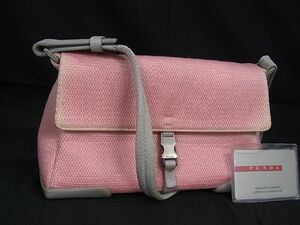 1円 PRADA プラダ プラダスポーツ B10111 ナイロンキャンバス ショルダーバッグ 肩掛けかばん レディース ピンク系 BE6747