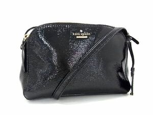 1円 ■美品■ kate spade ケイトスペード PWRU3927 パテントレザー クロスボディ ショルダーバッグ レディース ブラック系 AQ8664