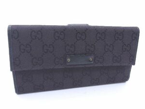 ■美品■ GUCCI グッチ GGキャンバス GG柄 長財布 二つ折り ウォレット札入れ メンズ ブラック系 DD3383