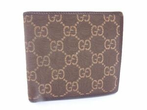 ■美品■ GUCCI グッチ GGキャンバス 二つ折り 財布 ウォレット 小銭入れ 札入れ メンズ ブラウン系 DD5706