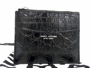 ■新品同様■ MARC JACOBS マークジェイコブス クロコダイル型押しレザー 小銭入れ カード入れ レディース ブラック系 BG4008