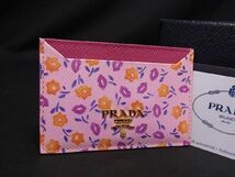 ■新品■未使用■ PRADA プラダ サフィアーノレザー フラワー リップ柄 カードケース カード入れ レディース ピンク系 AP9638_画像1