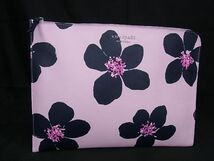 1円 ■美品■ kate spade ケイトスペード WIRU1347 PVC 花柄 フラワー パソコンケース PCケース ピンク系×ネイビー系 BF3826_画像1