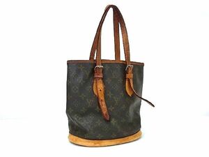 1円 LOUIS VUITTON ルイヴィトン M42238 モノグラム バケットPM プチバケット バケツ型 トート ショルダー レディース ブラウン系 AT2075