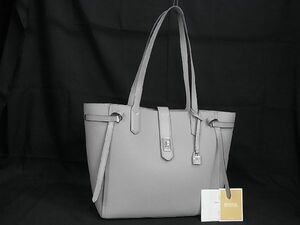 1円 ■新品同様■ MICHAEL KORS マイケルコース レザー ショルダーバッグ トート 肩掛け レディース グレー系 AU0613