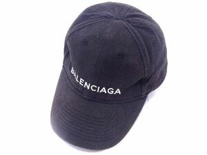 1円 BALENCIAGA バレンシアガ コットン100% ベースボールキャップ 帽子 サイズ L 59cm メンズ レディース ブラック系 AQ7678