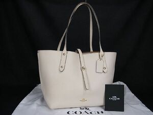 1円 ■美品■ COACH コーチ 31952 レザー マーケットトート トートバッグ 肩掛けバッグ レディース ホワイト系 AR3036