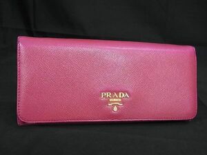 1円 PRADA プラダ サフィアーノレザー 二つ折り 長財布 ウォレット 小銭入れ 札入れ レディース ピンク系 DA5042