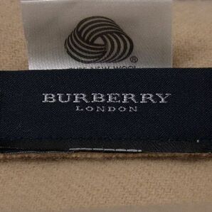 1円 ■美品■ BURBERRY バーバリー ウール100% フリンジ マフラー ストール メンズ レディース ベージュ系 BE6920の画像4