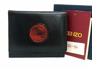 1円 ■美品■ KENZO ケンゾー レザー コインケース コインパース 小銭入れ メンズ ブラック系 BF3874