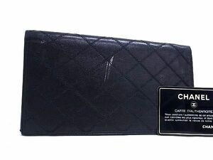 1円 CHANEL シャネル ココマーク ビコローレ ラムスキン 二つ折り 長財布 ウォレット 札入れ カード入れ ブラック系 BF3939