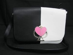 1円 ■極美品■ kate spade ケイトスペード PXRUA359 ニコラ レザー ツイストロック バイカラー ショルダーバッグ ブラック系 AS3803