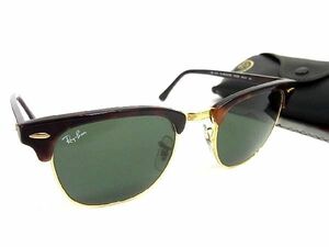 1円 ■極美品■ Ray-Ban レイバン RB3016 CLUBMASTER W0366 49□21 3N クラブマスター サングラス メガネ 眼鏡 ブラウン系 AU2382