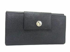 1円 ■極美品■ BVLGARI ブルガリブルガリ レザー 二つ折り 長財布 ウォレット 札入れ 小銭入れ ブラック系 AS4025