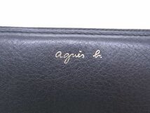 ■美品■ agnes b. アニエスベー レザー ラウンドファスナー 長財布 ウォレット 小銭入れ 札入れ レディース ブラック系 DD5652_画像5