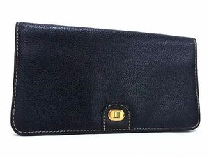 1円 ■新品同様■ dunhill ダンヒル レザー 二つ折り 長財布 ウォレット 札入れ メンズ ブラック系 AV0771